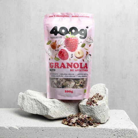 400g* Granola su avietėmis, 200g