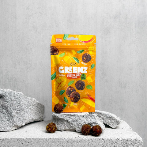 Vaisių ir sėklų užkandžiai su mangais „Greenz", 80g