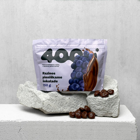 Razinos pieniškame šokolade, 250 g