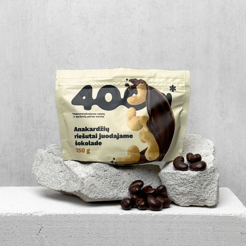 Anakardžių riešutai juodajame šokolade, 250 g