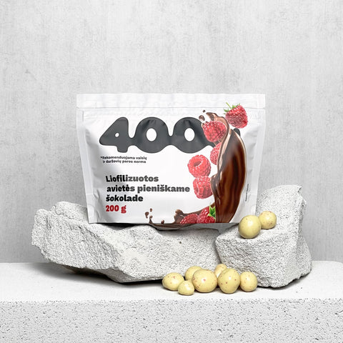 Liofilizuotos avietės pieniškame šokolade, 200g