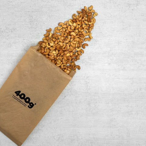 Anakardžių riešutai skrudinti su česnako ir rozmarino prieskoniais, 500 g